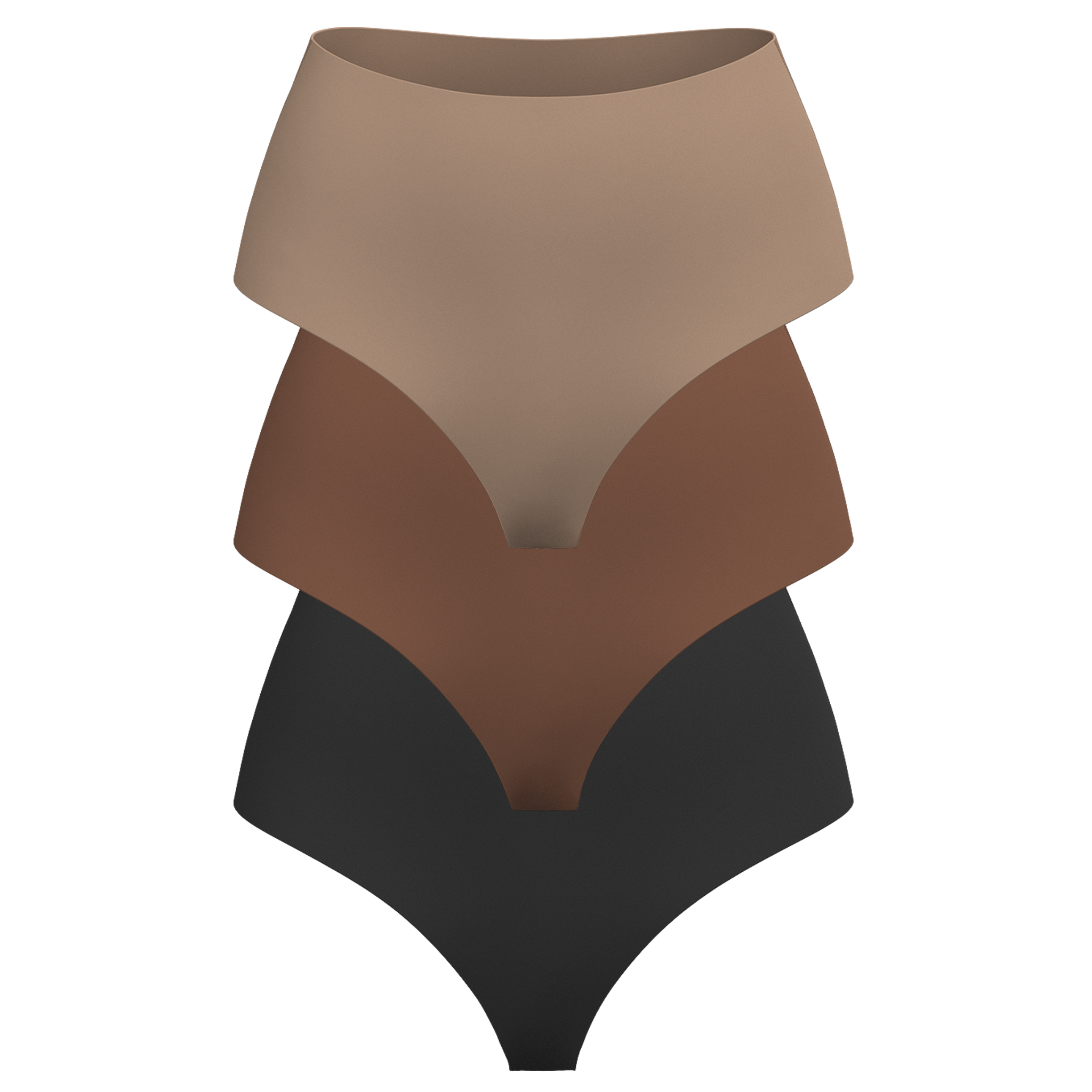 Women's High Waist Thong organic cotton underwear in dark neutrals - 3 pack