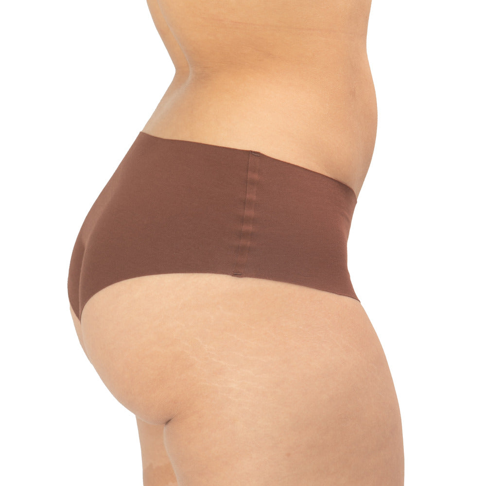 Women's Organic Cotton Low Rise Hipster underwear in color Mocha - Side View