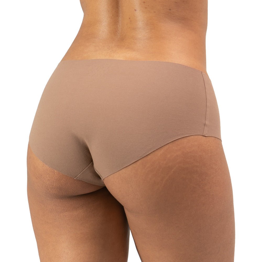 Women's Organic Cotton Low Rise Hipster underwear in color Tan - Back View
