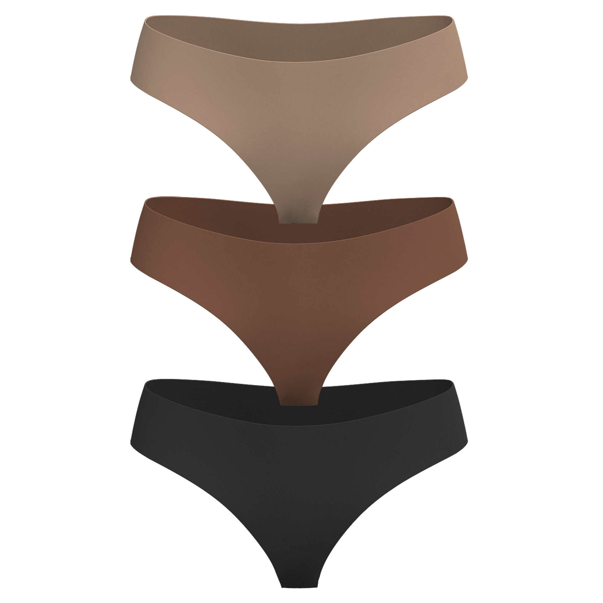 Women's organic cotton Low Rise Thong underwear in dark neutral colors - 3 pack