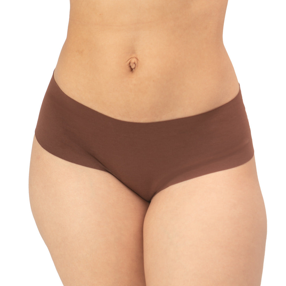 Women's organic cotton Mid Rise Bikini underwear in the color mocha - front view