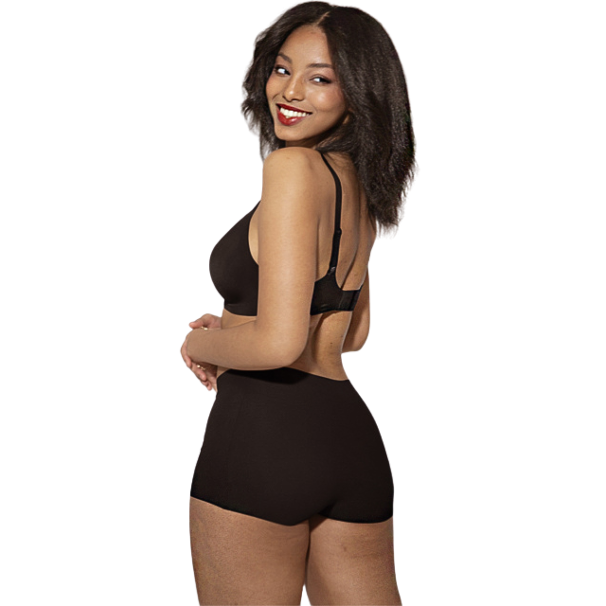 Women's Mid Rise Shortie organic cotton underwear in color black - Side view