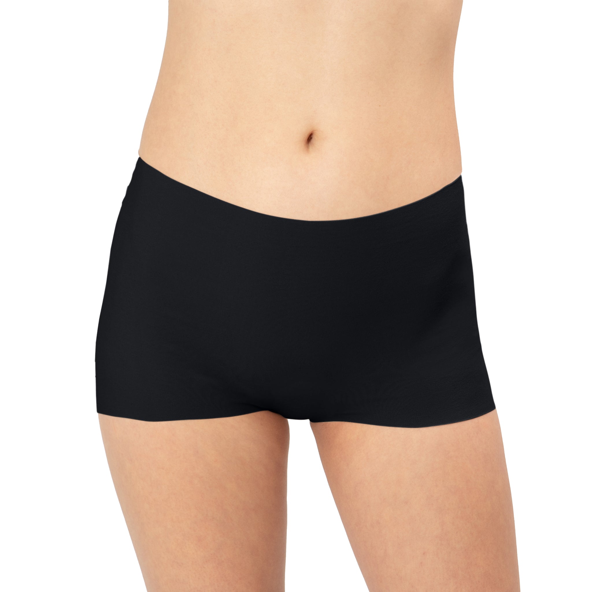 Women's Mid Rise Shortie organic cotton underwear in color black - Front view