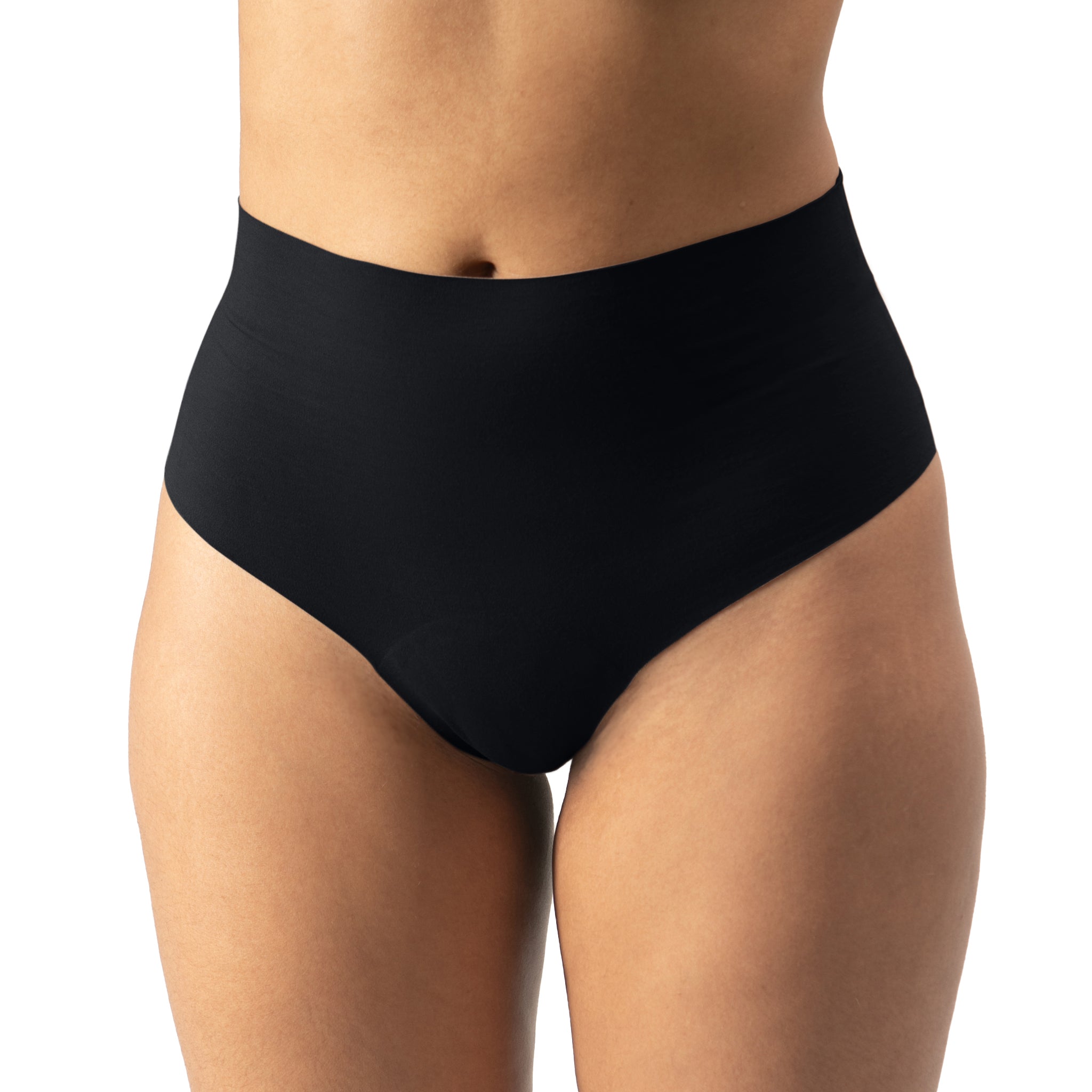 Women's High Waisted Bikini cotton underwear in the color black - front view