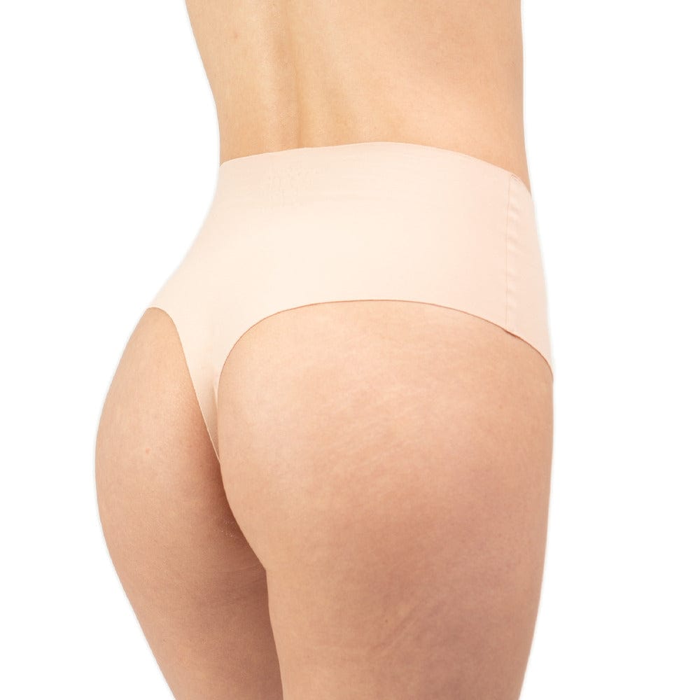 Women's Organic Cotton High Waist Thong seamless underwear in color Pale - Back View
