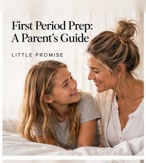 Why Period Education Should Start Before the First Period,” with branded educational visuals related to the article topic