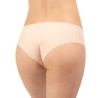 Women's organic cotton low rise hipster underwear in the color pale - back view