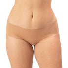 Women's organic cotton low rise hipster underwear in the color sand - front view