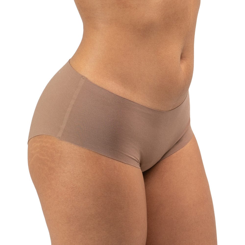 Women's Low Rise Hipster organic cotton underwear in color tan - side view