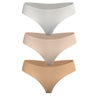 Women's organic cotton Low Rise Thong underwear in light neutrals - 3 pack 