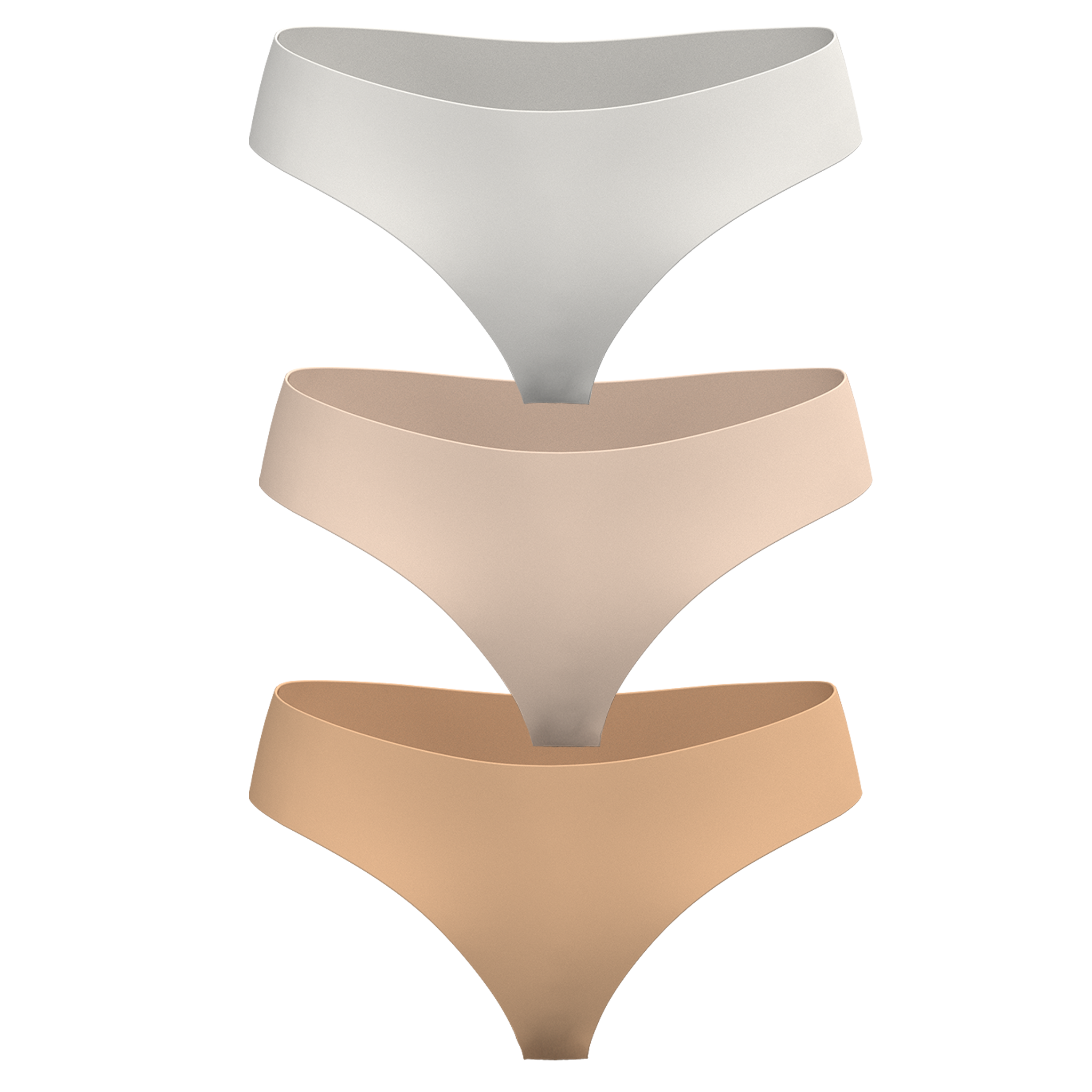 Women's organic cotton Low Rise Thong underwear in light neutrals - 3 pack 