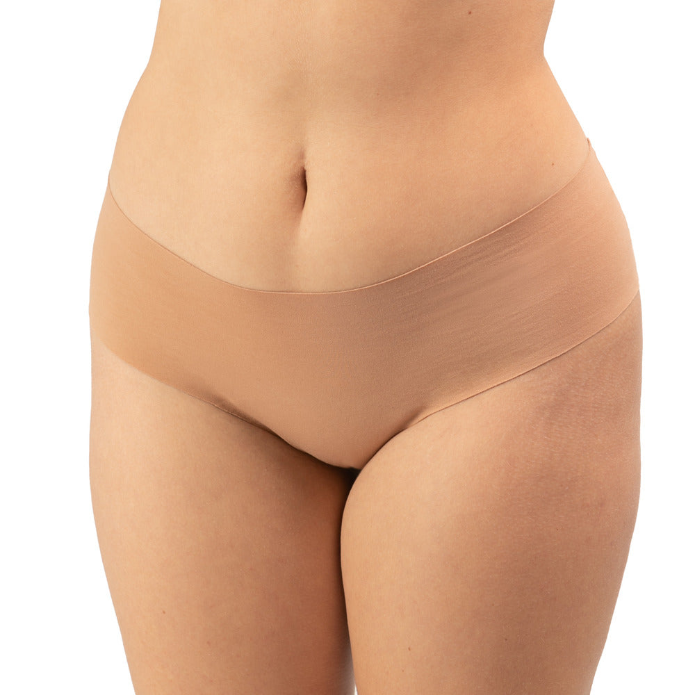 Women's organic cotton Mid Rise Bikini underwear in the color sand - front view