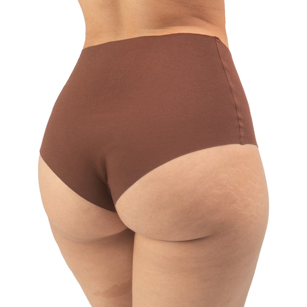 Women's High Waist Hipster organic cotton underwear in the color mocha - back view