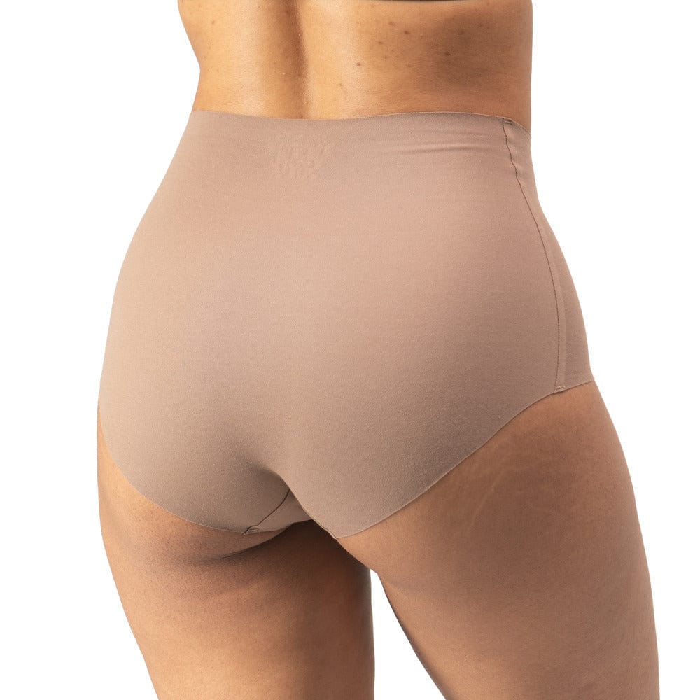 Women's High Waist Hipster organic cotton underwear in the color tan - back view