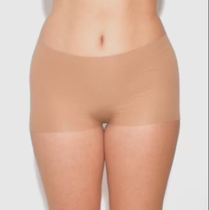 Women's Mid Rise Shortie  organic cotton underwear in color Sand- Front view