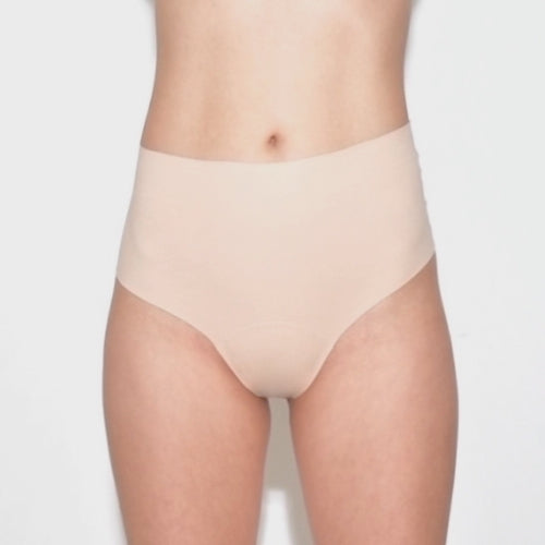 Women's High Waist Thong organic cotton underwear in color pale - video