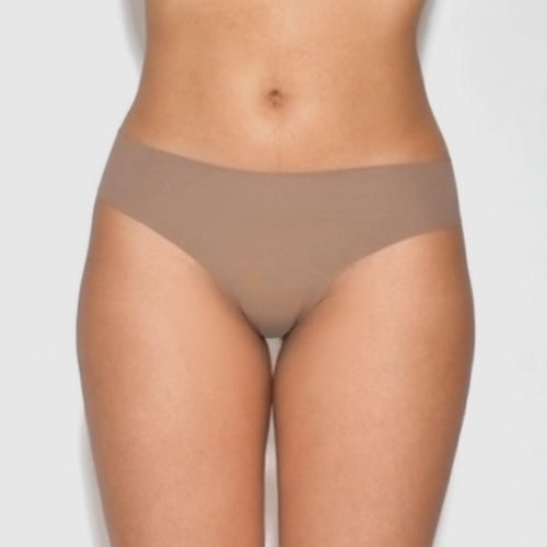 Women's Organic Cotton Low Rise Thong Underwear in color Tan - Video
