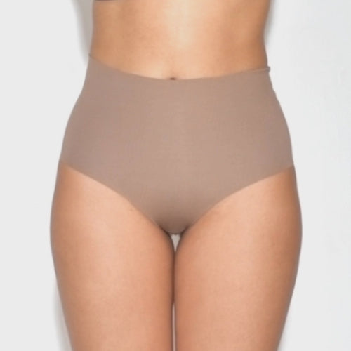 Women's High Waist Hipster organic cotton underwear in the color tan - video