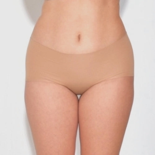 Women's organic cotton Mid Rise Bikini underwear in the color sand - video
