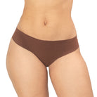 Women's Organic Cotton Low Rise Thong Underwear in color Mocha - Front View