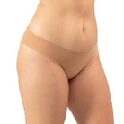 Women's Organic Cotton Low Rise Thong Underwear in color Sand - Front View